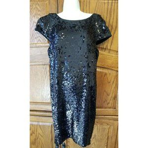 NWT Banana Republic Sequined Silk Cocktail Dress Womens Size 14 Black Dress